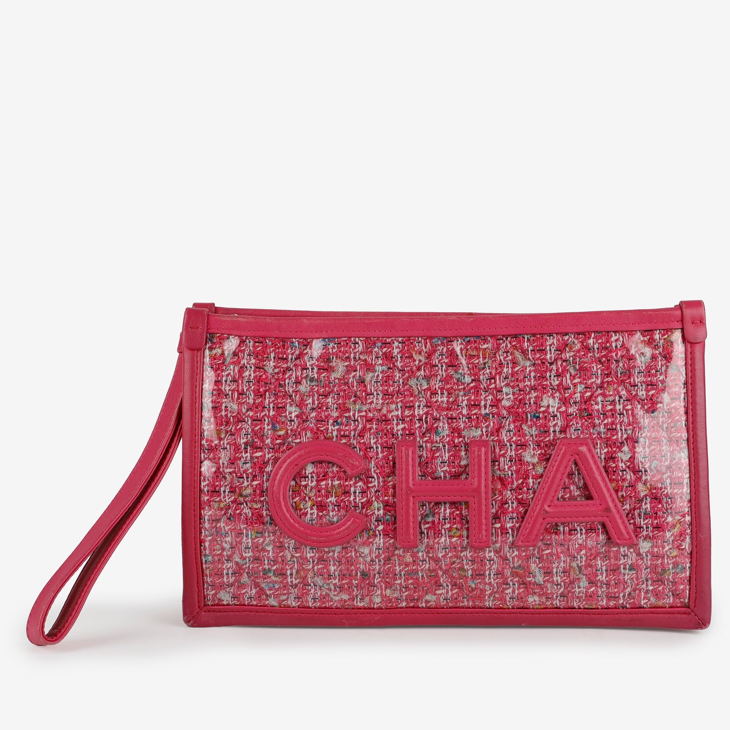 Pink Tweed PVC Pouch