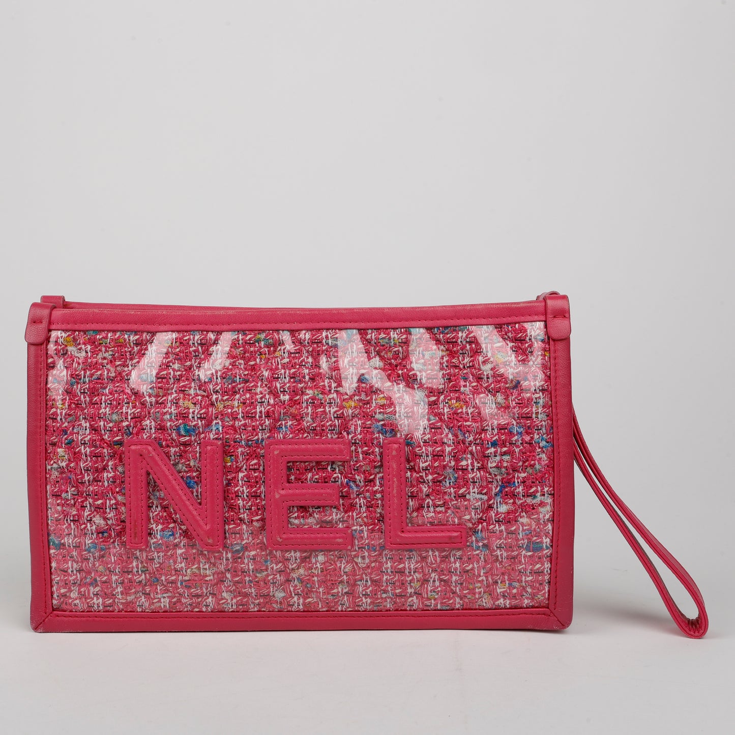 Pink Tweed PVC Pouch