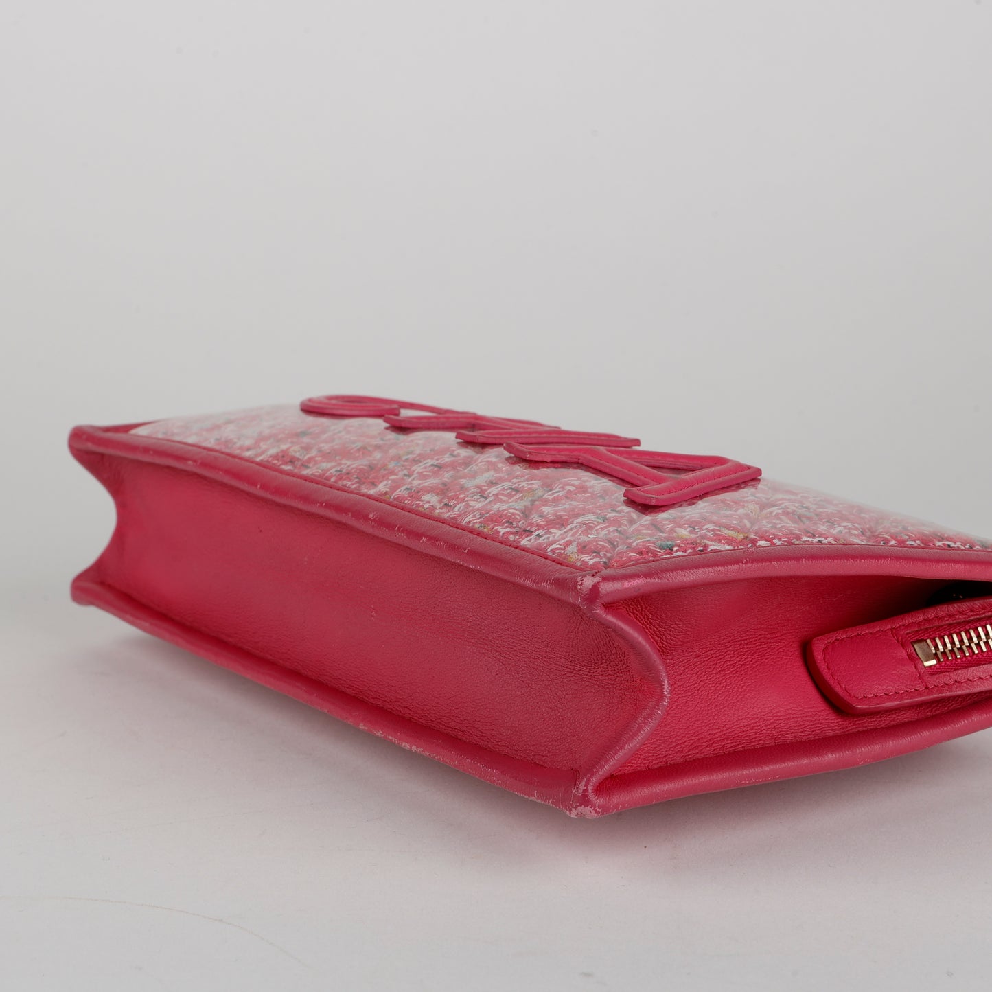 Pink Tweed PVC Pouch