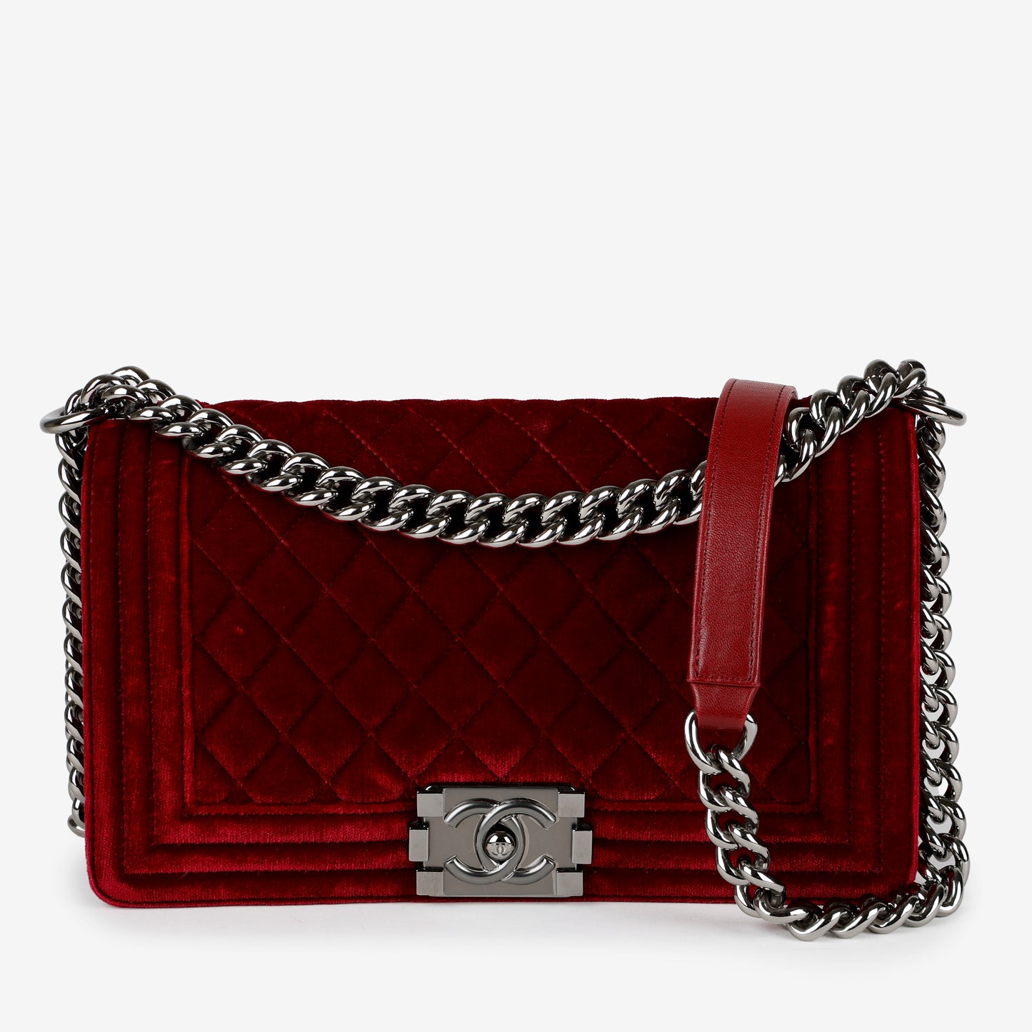 Medium Boy Bag, Bordeaux Velvet