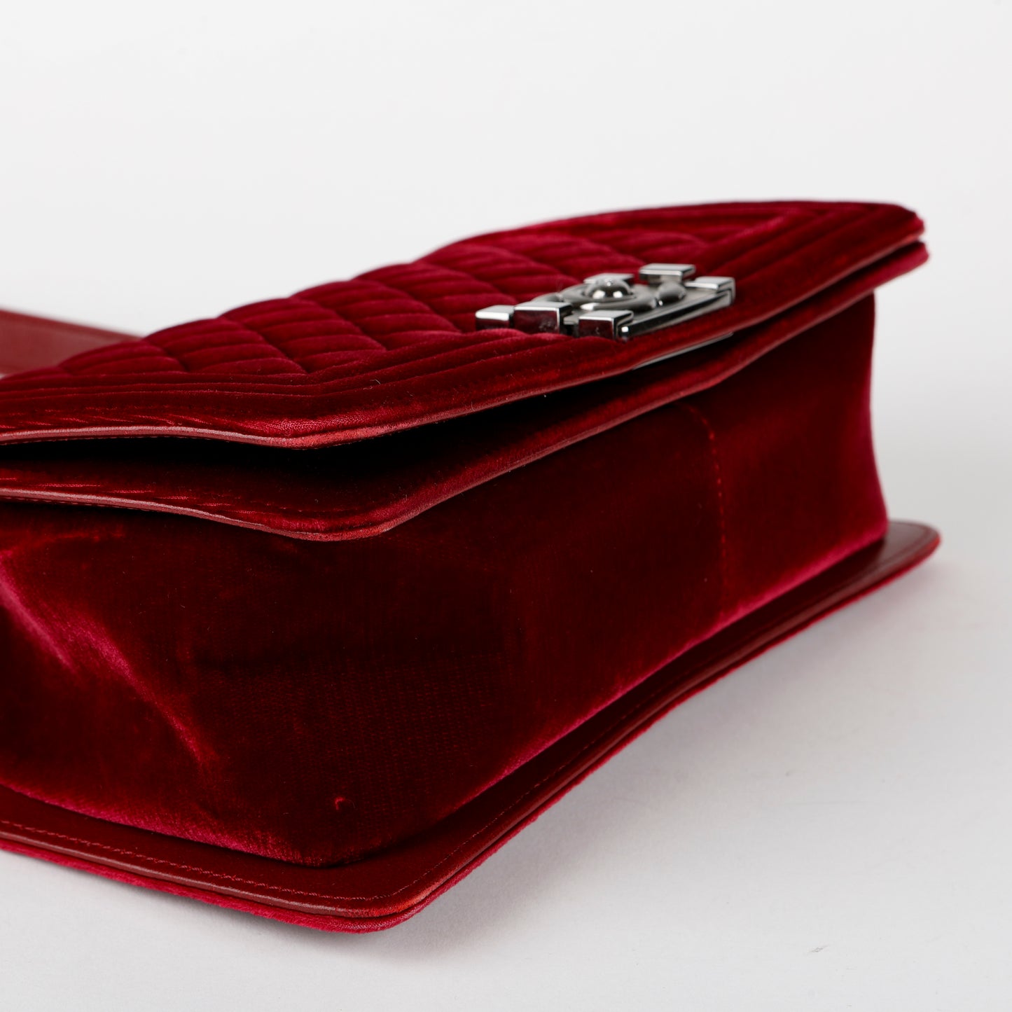 Medium Boy Bag, Bordeaux Velvet