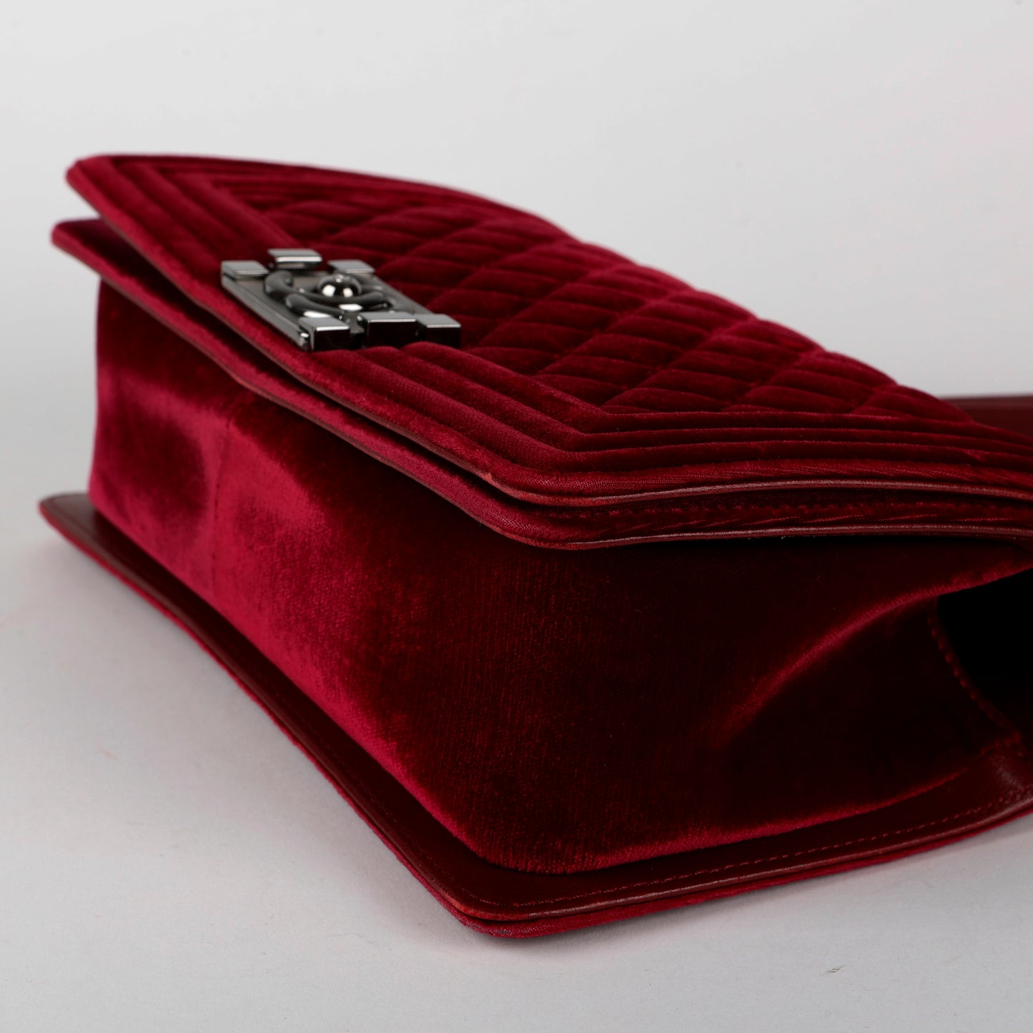 Medium Boy Bag, Bordeaux Velvet