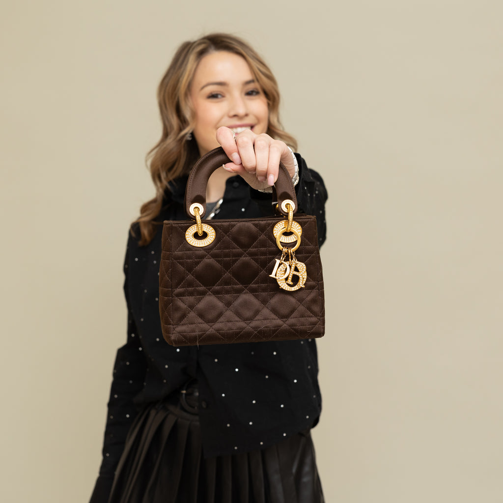 Mini Lady Dior, Brown Satin 2916