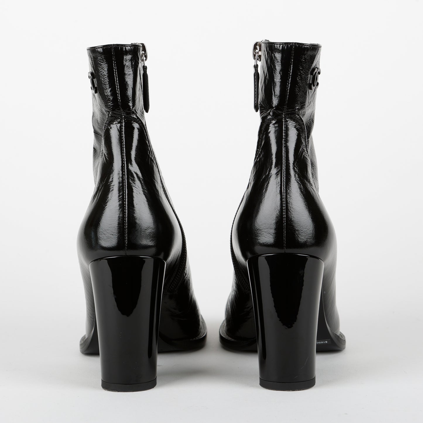 Short Boots, Black Patent Calfskin