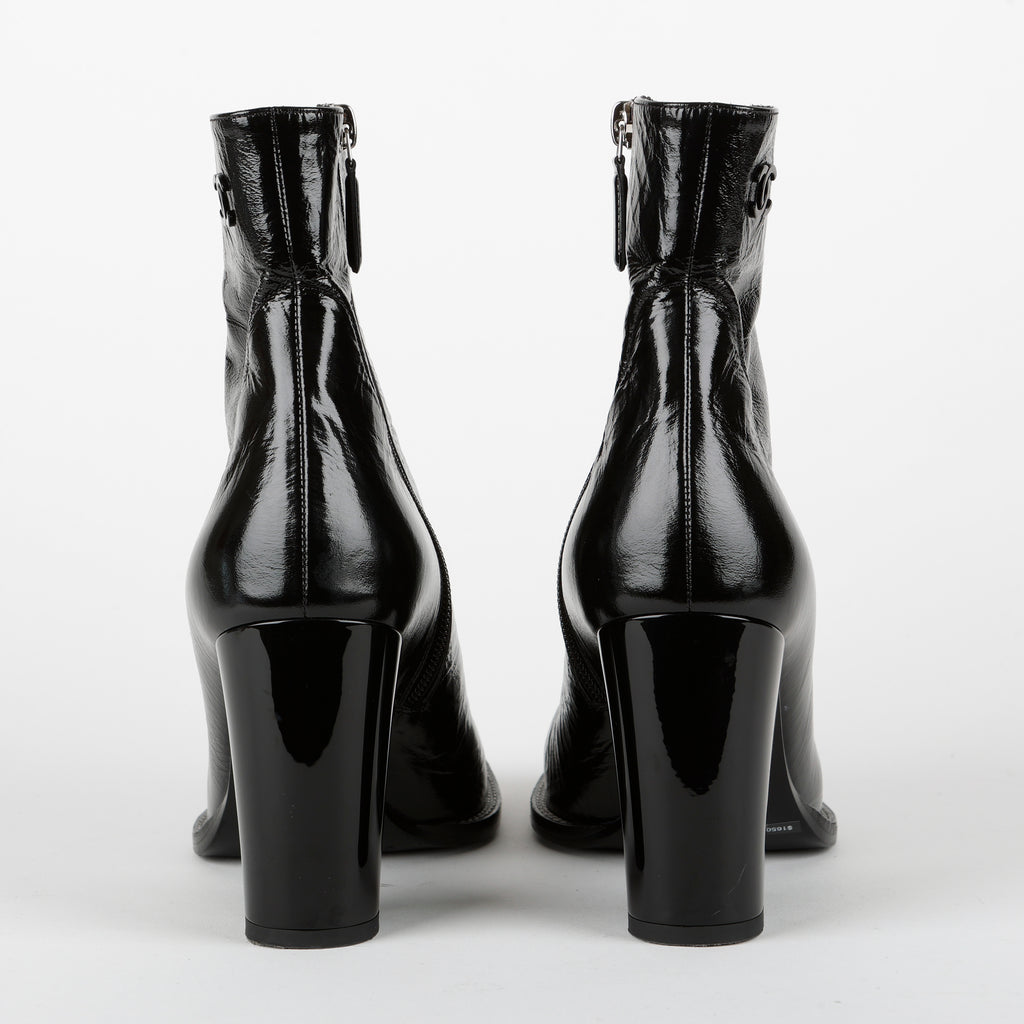 Short Boots, Black Patent Calfskin