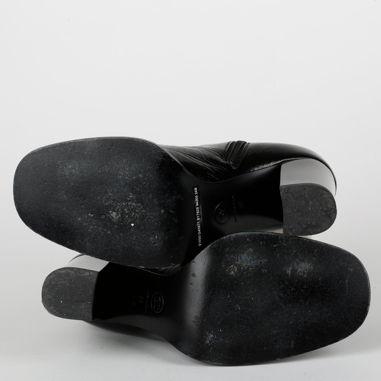 Short Boots, Black Patent Calfskin