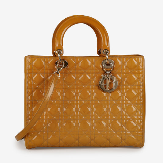 Large Lady Dior, Mustard Yellow Patent
