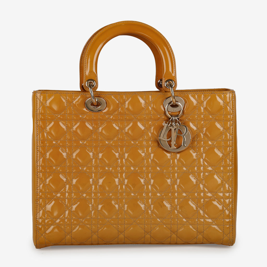 Large Lady Dior, Mustard Yellow Patent