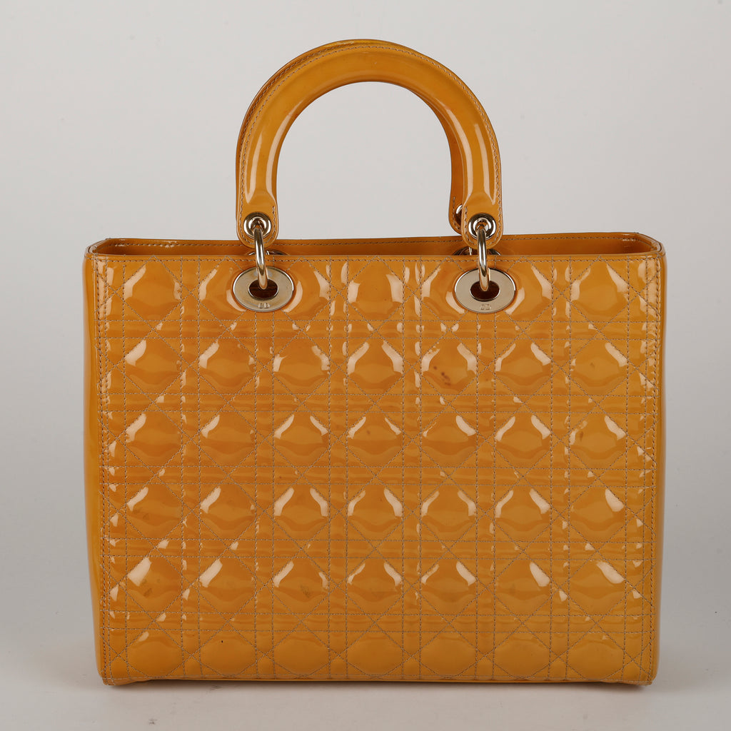 Large Lady Dior, Mustard Yellow Patent