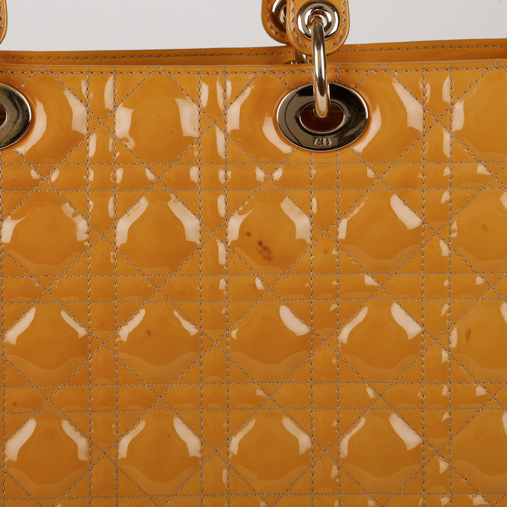 Large Lady Dior, Mustard Yellow Patent