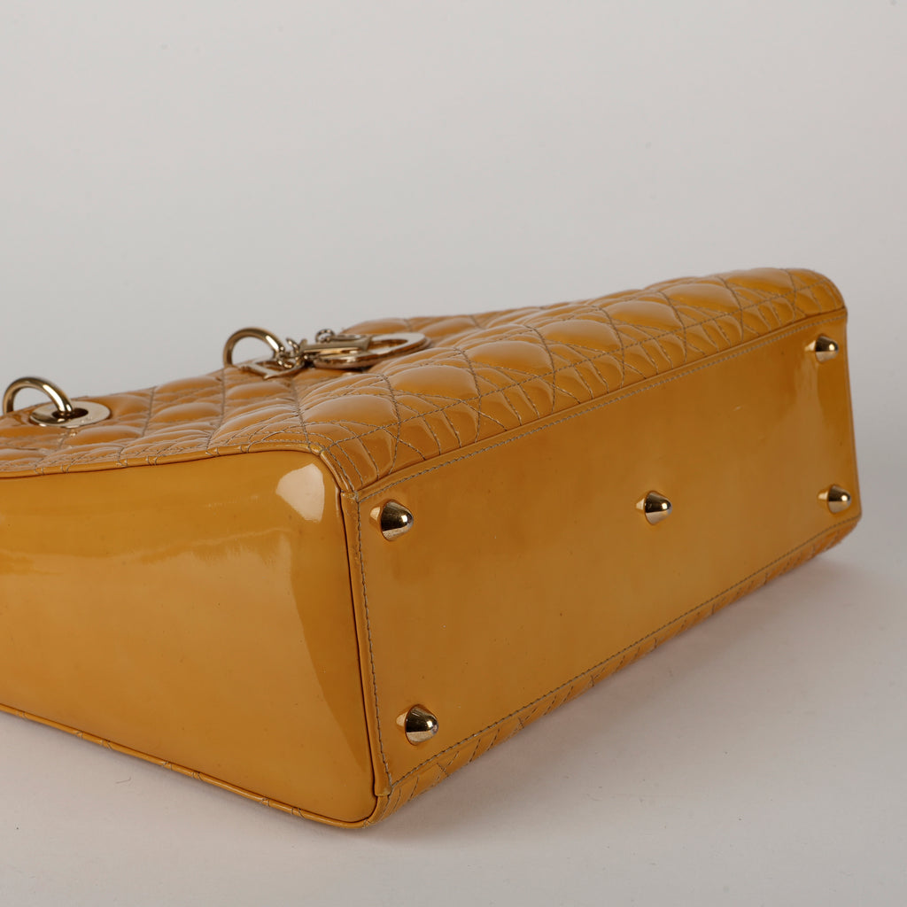 Large Lady Dior, Mustard Yellow Patent