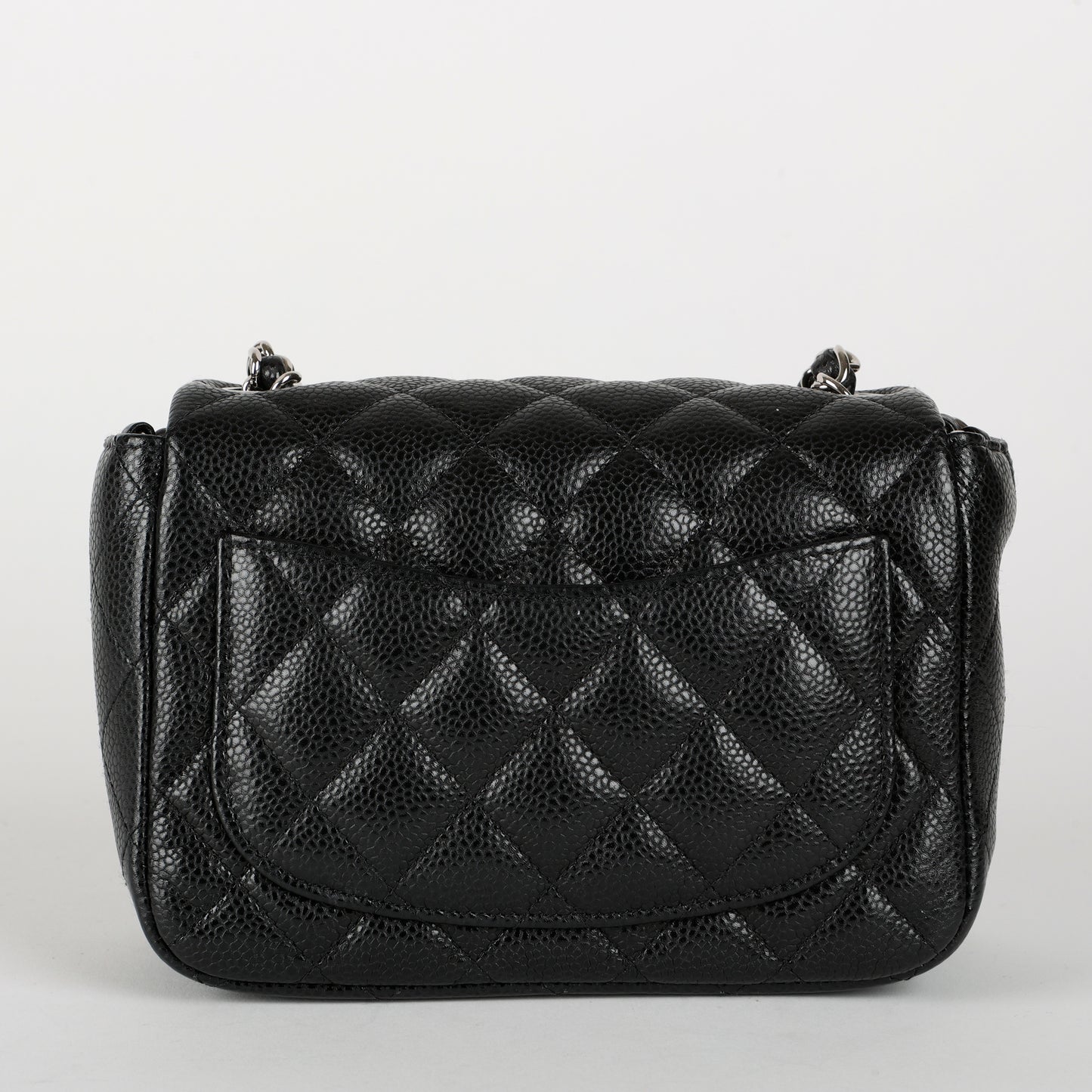 Mini Square Flap, Black Caviar SHW