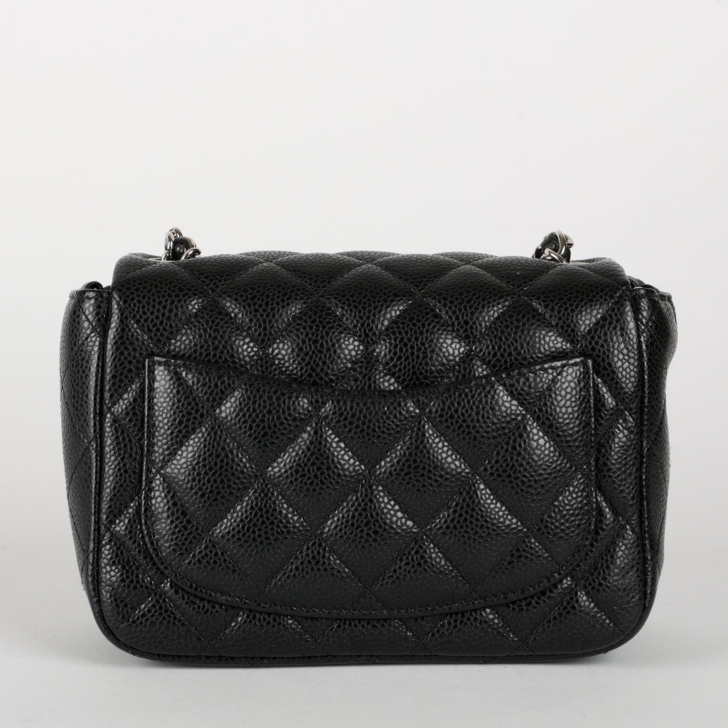 Mini Square Flap, Black Caviar SHW
