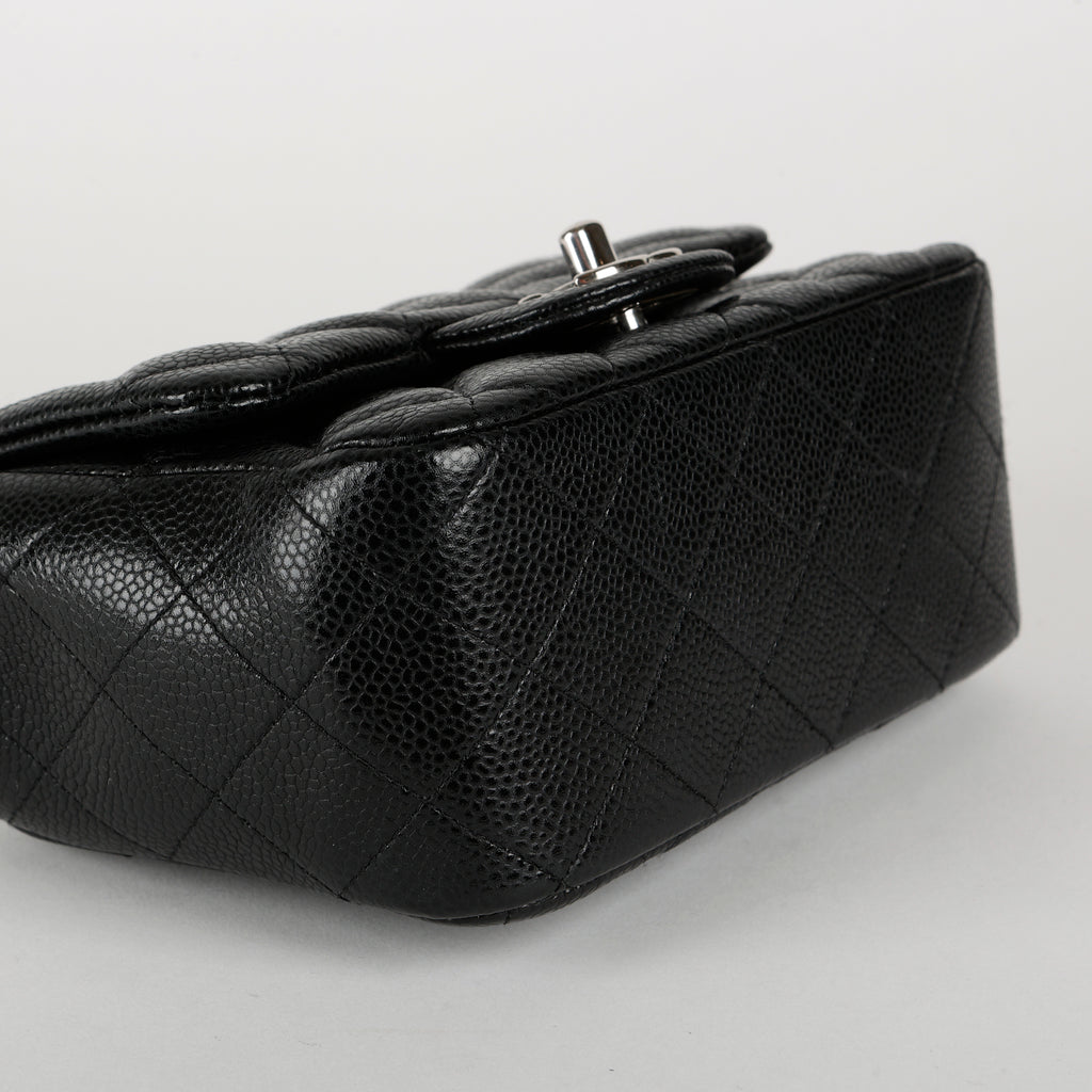 Mini Square Flap, Black Caviar SHW