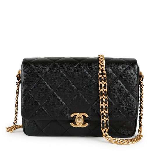 Small Melody Flap Bag, Black