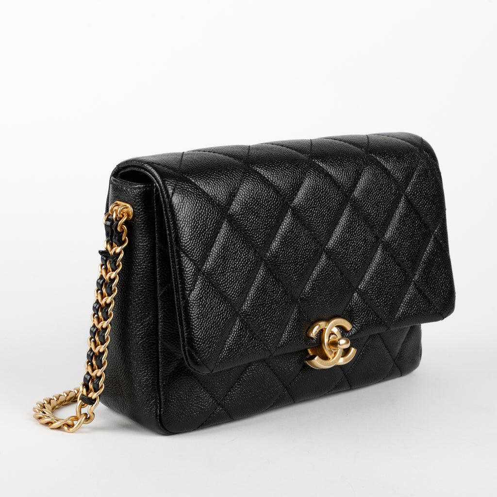 Small Melody Flap Bag, Black