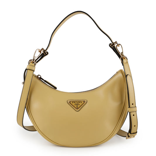 Prada Arque Half Moon Hobo, Yellow Calfskin