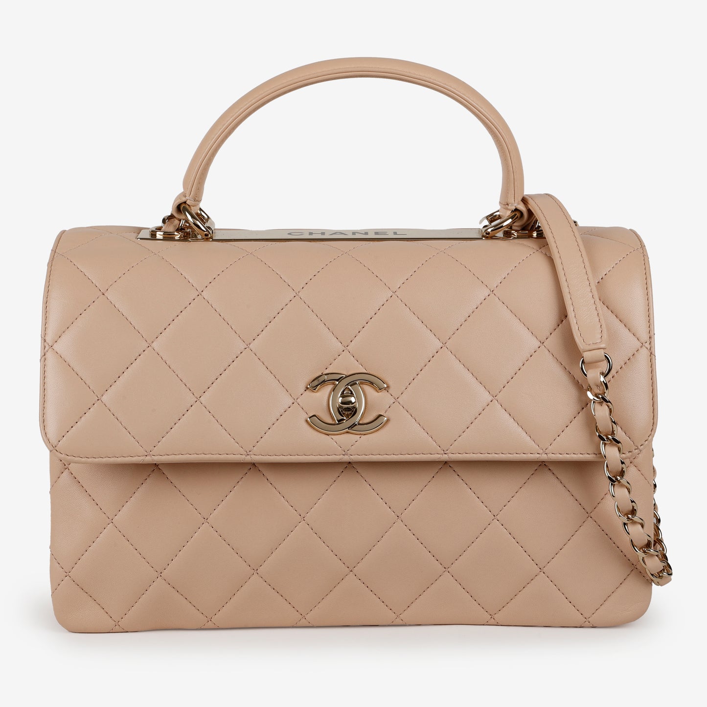 Medium Trendy, Beige Lambskin