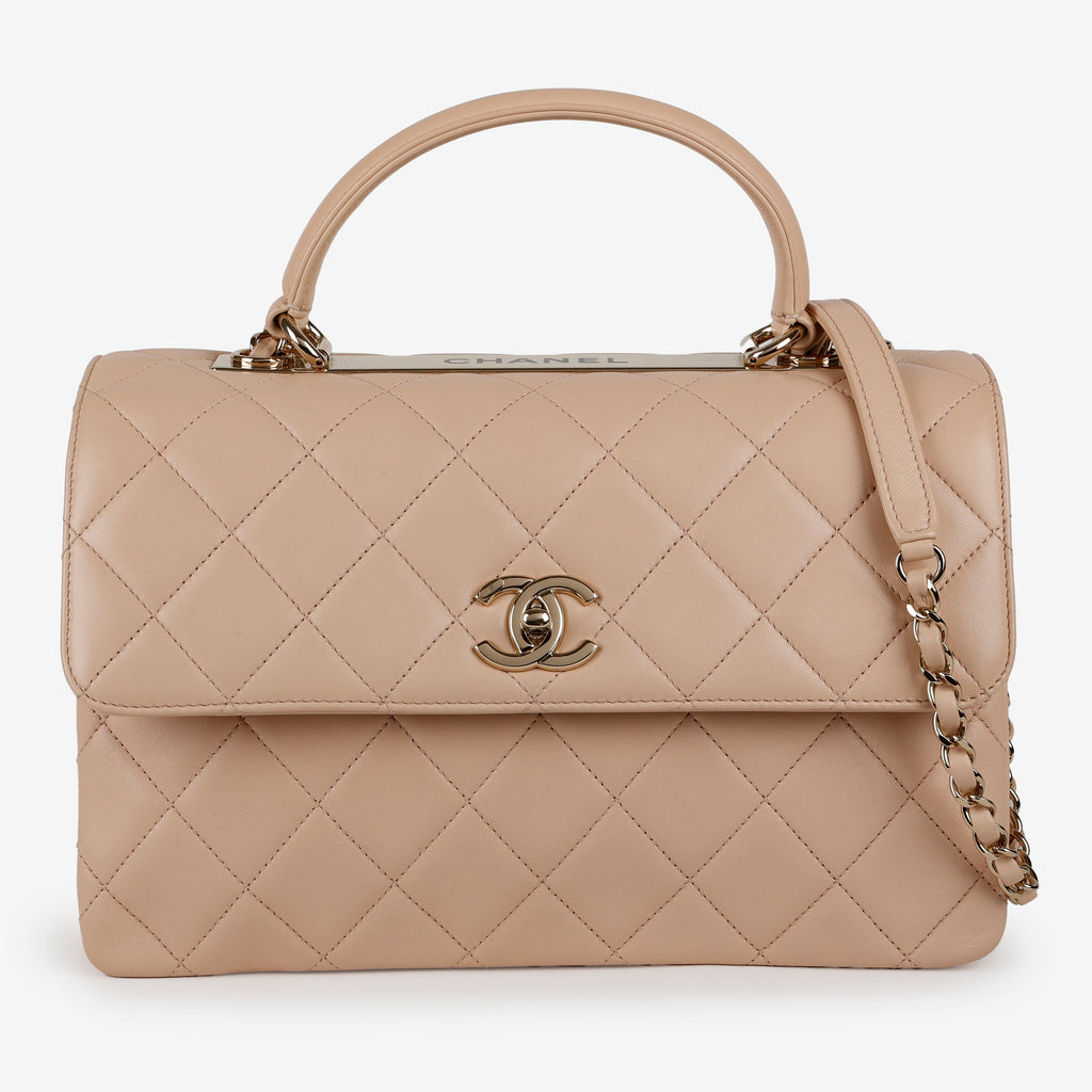 Medium Trendy, Beige Lambskin