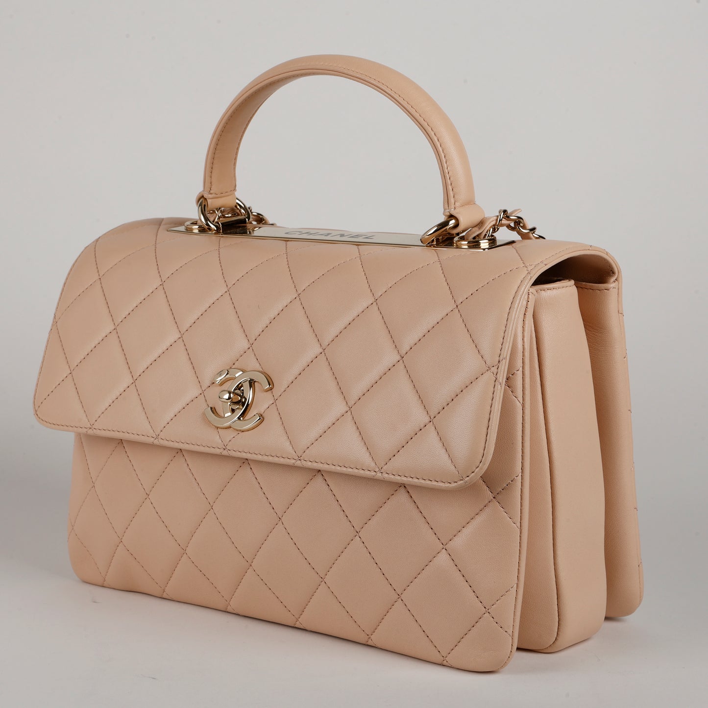 Medium Trendy, Beige Lambskin