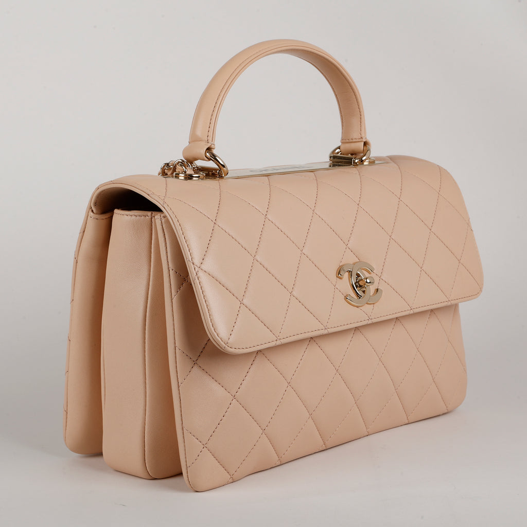 Medium Trendy, Beige Lambskin