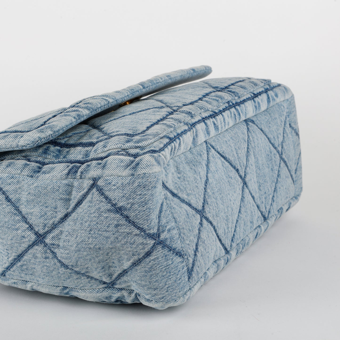 Blue Wash Denim Maxi Flap Bag