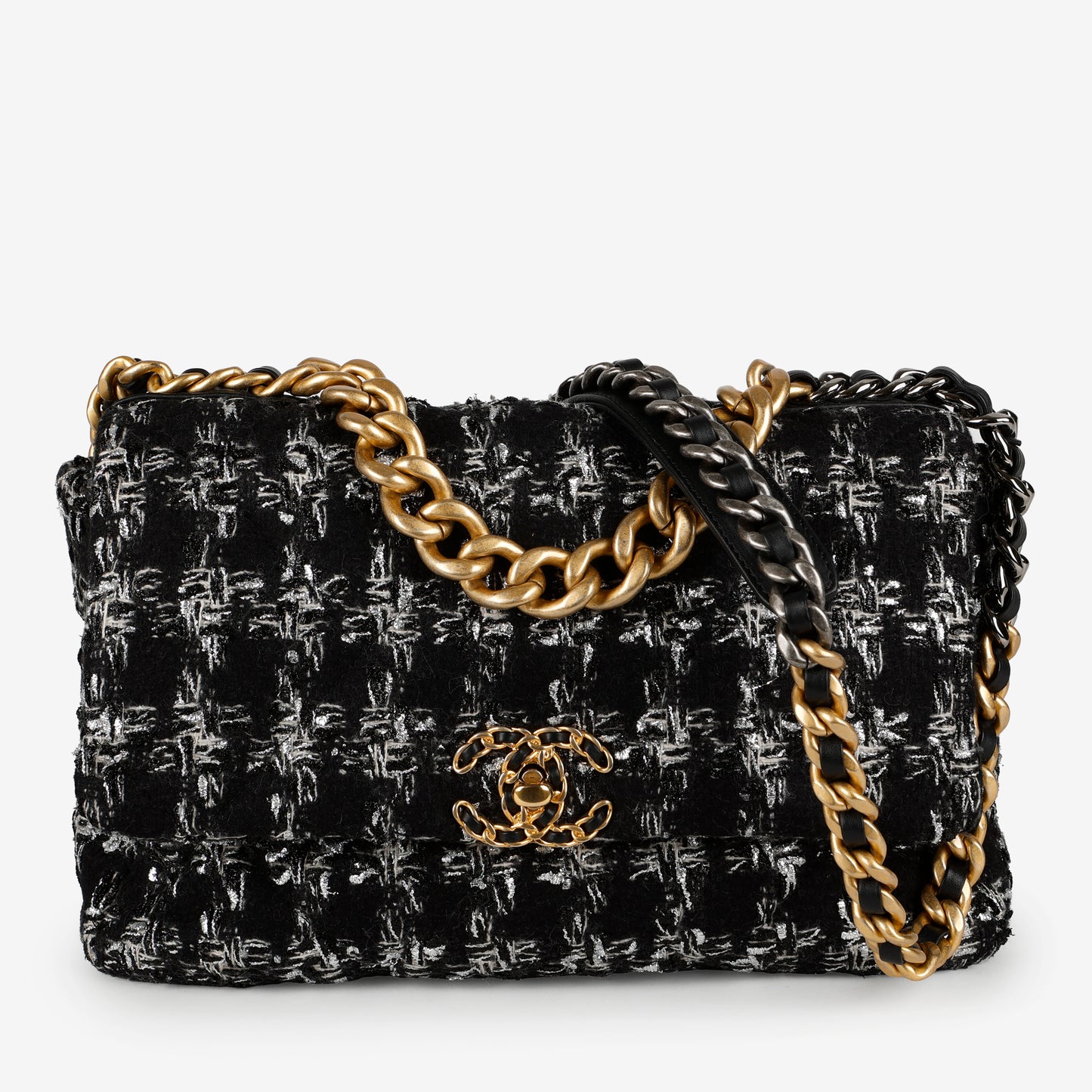 Large 19, Black and White Tweed