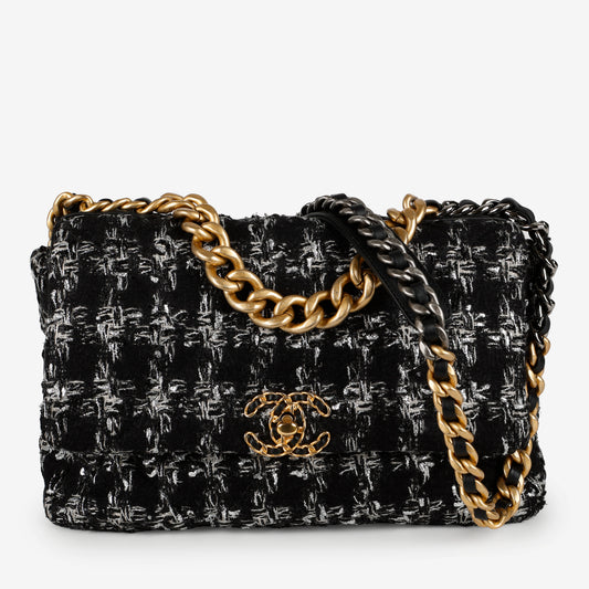 Large 19, Black and White Tweed