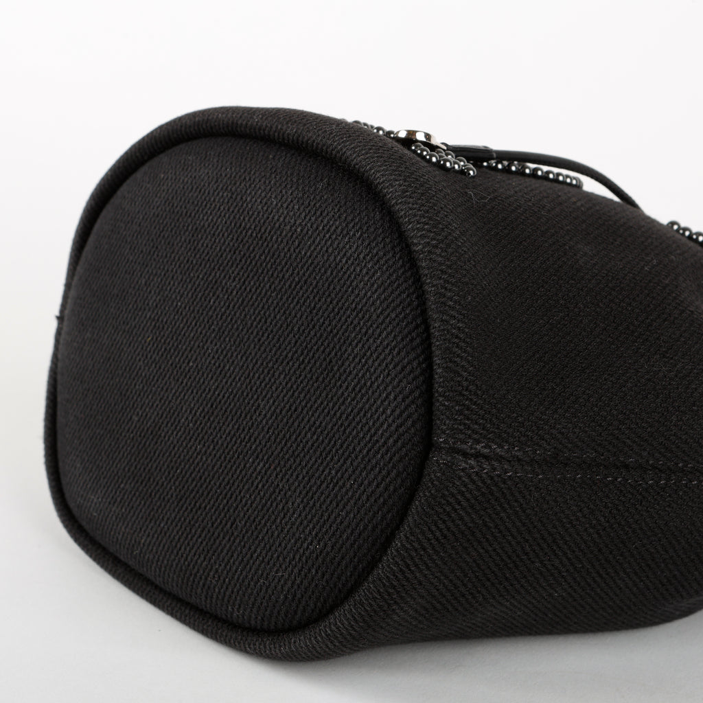 Small Deauville Drawstring Bucket, Black Canvas