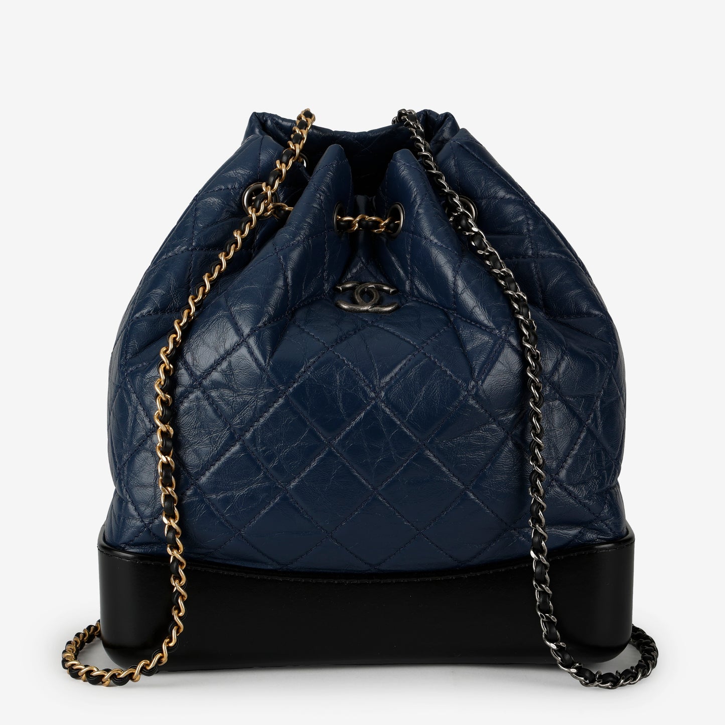 Medium Gabrielle Backpack, Aged Calfskin Navy/Black