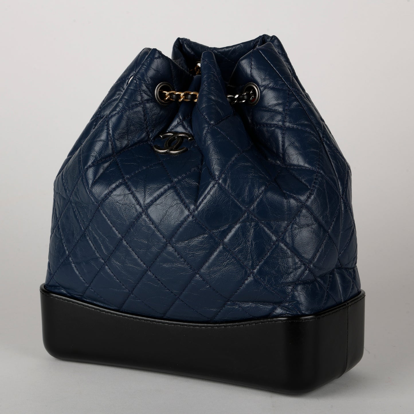 Medium Gabrielle Backpack, Aged Calfskin Navy/Black