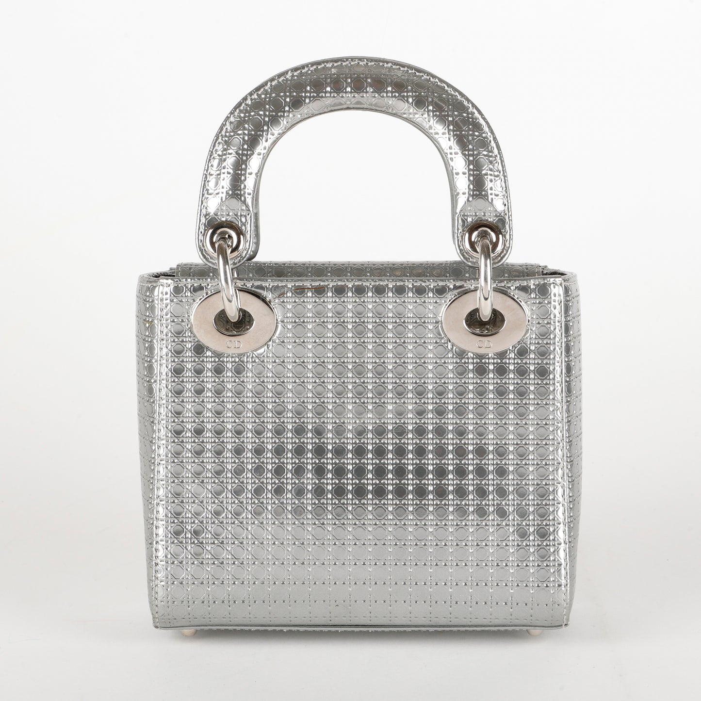 Small Lady Dior Micro Cannage, Silver SHW
