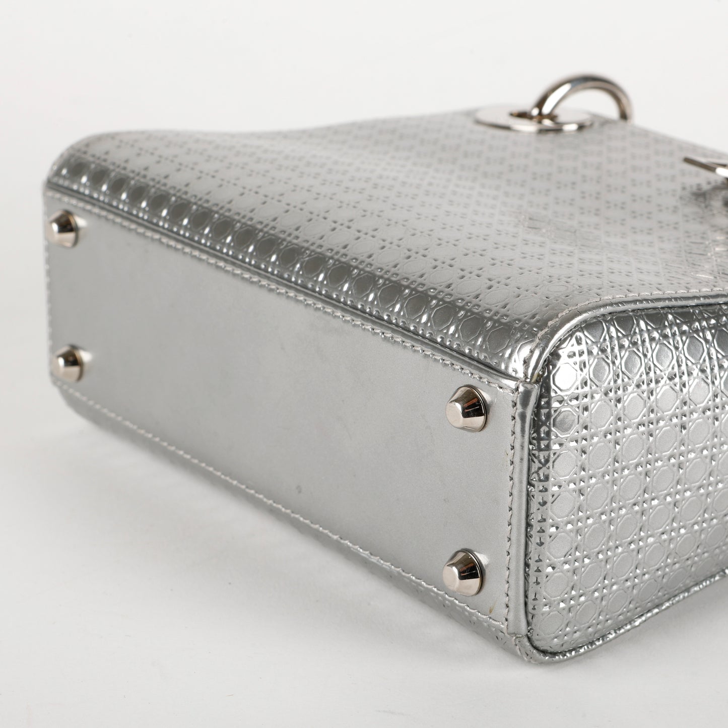 Small Lady Dior Micro Cannage, Silver SHW