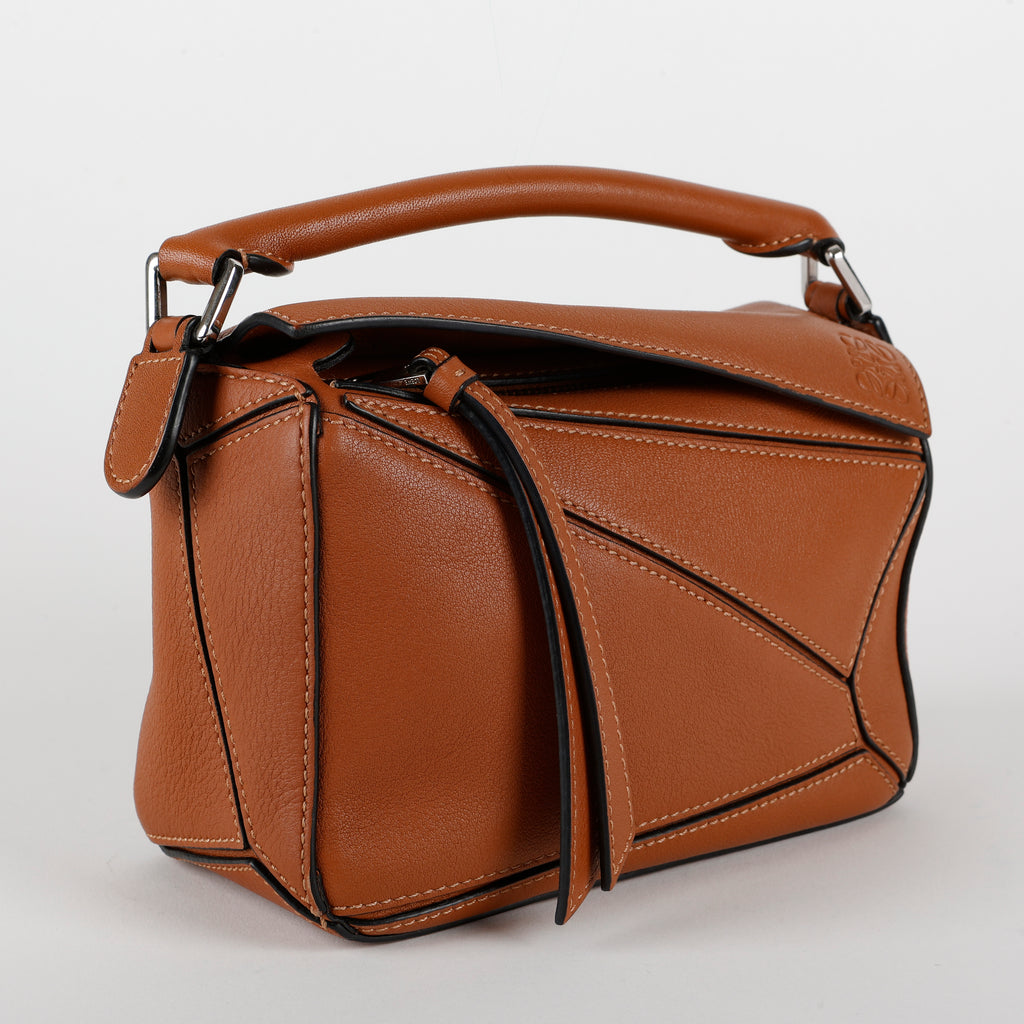 Mini Puzzle Bag, Tan Calfskin