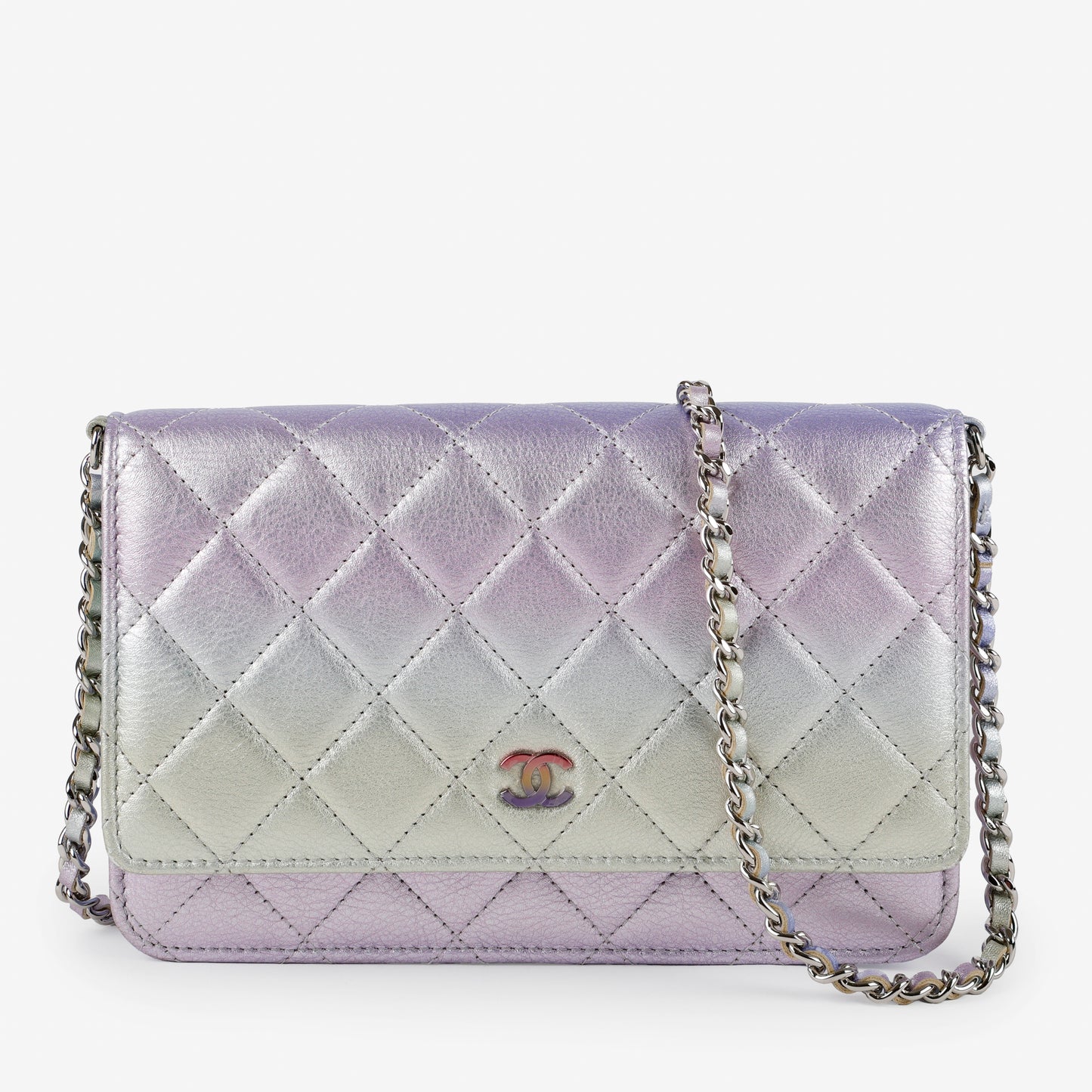 Wallet On Chain, Purple Iridescent Ombre Lambskin