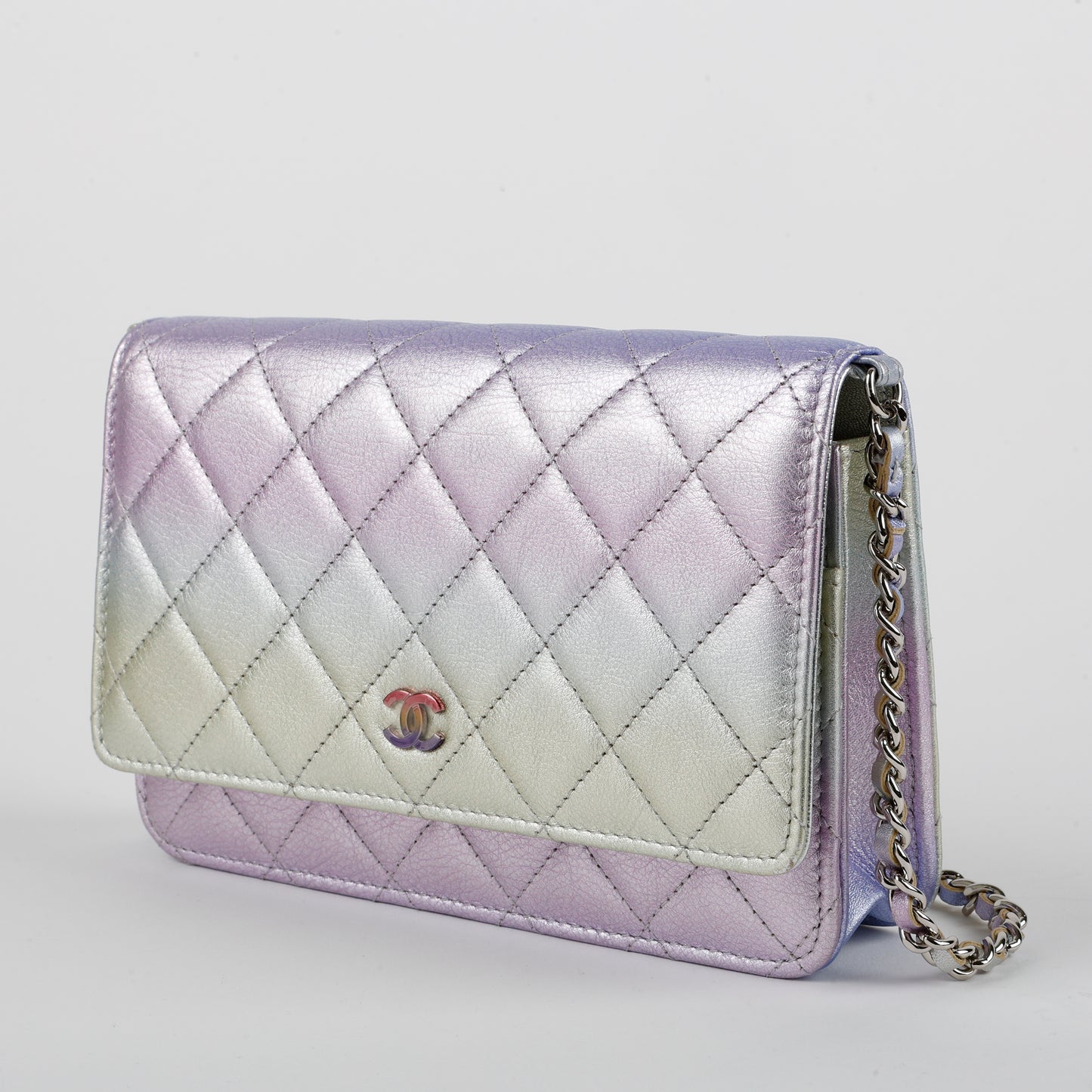 Wallet On Chain, Purple Iridescent Ombre Lambskin