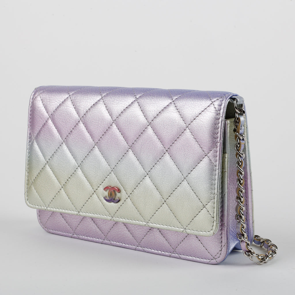 Wallet On Chain, Purple Iridescent Ombre Lambskin