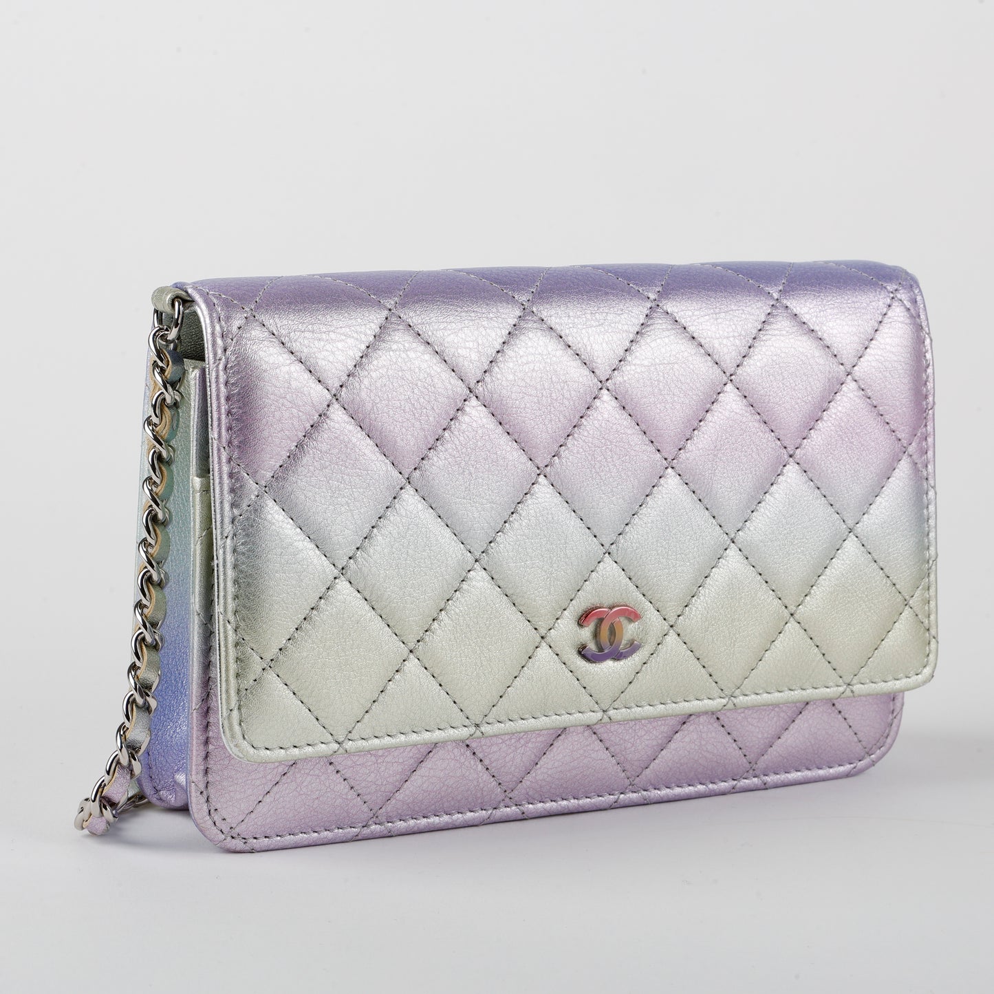 Wallet On Chain, Purple Iridescent Ombre Lambskin