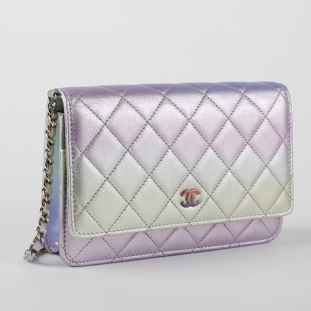Wallet On Chain, Purple Iridescent Ombre Lambskin