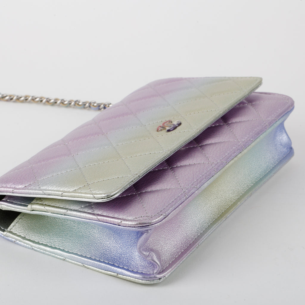 Wallet On Chain, Purple Iridescent Ombre Lambskin