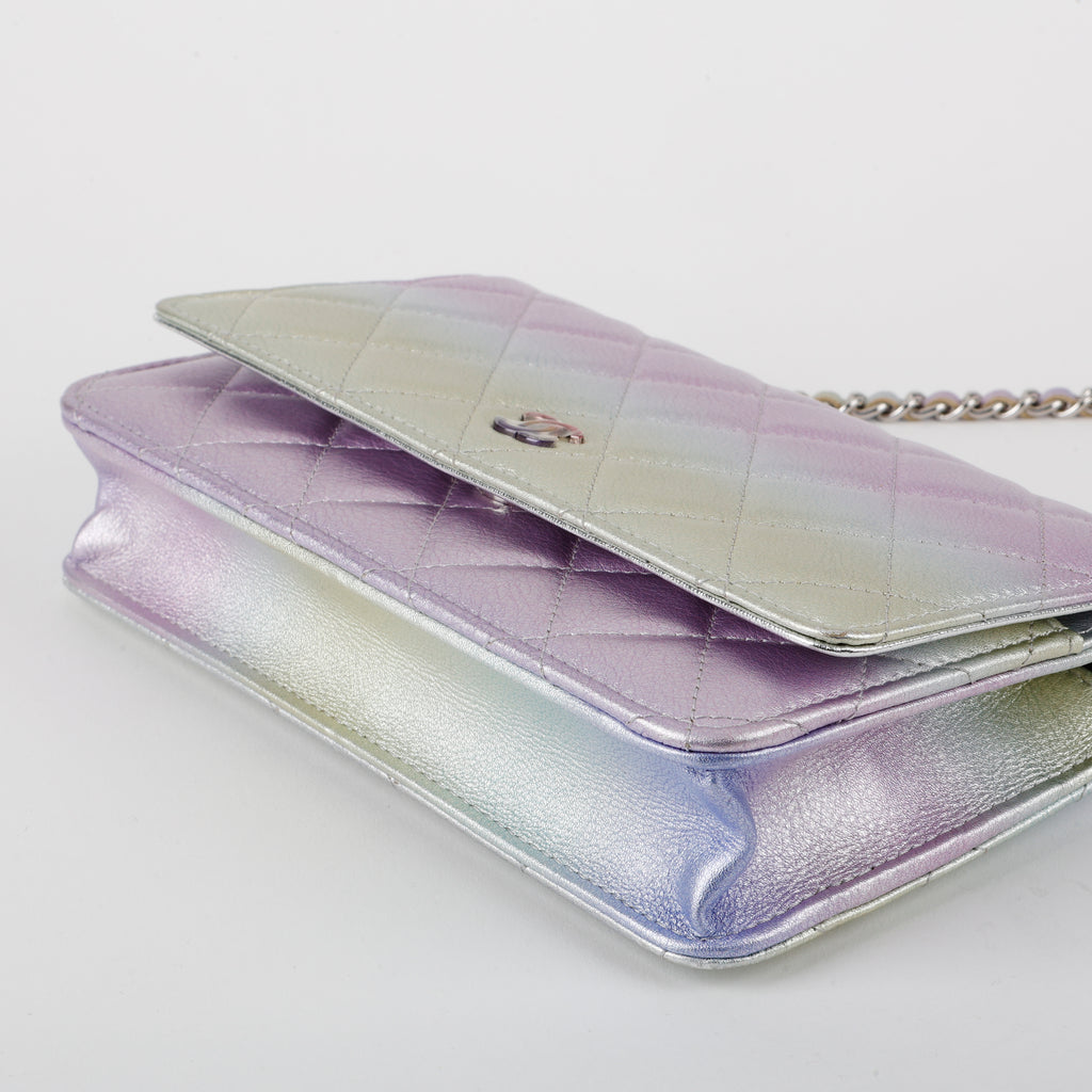 Wallet On Chain, Purple Iridescent Ombre Lambskin