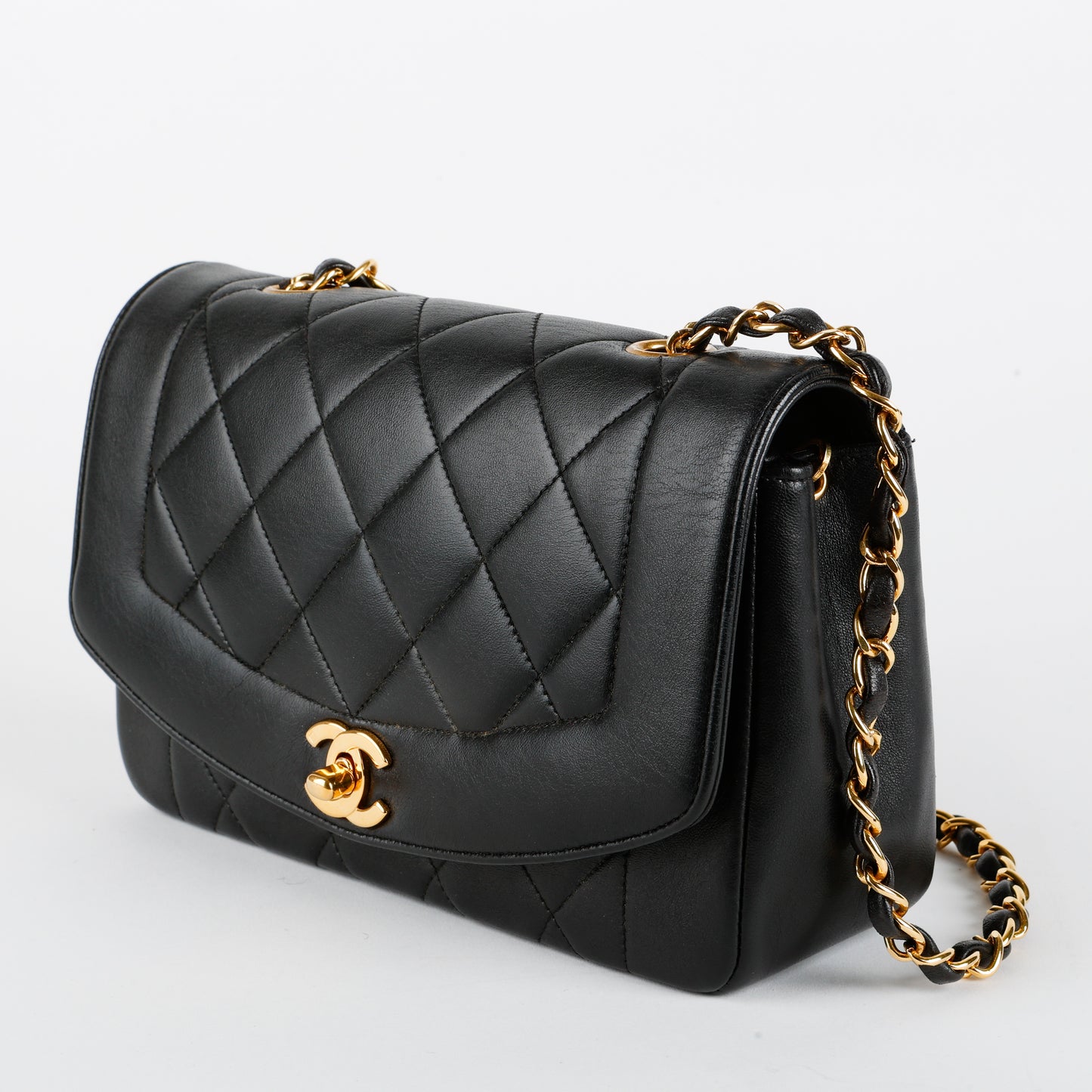 Small Diana, Black Lambskin