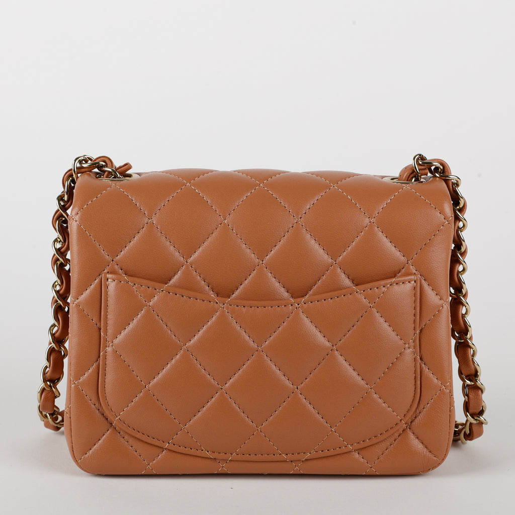 Square Mini Flap, Caramel Lambskin