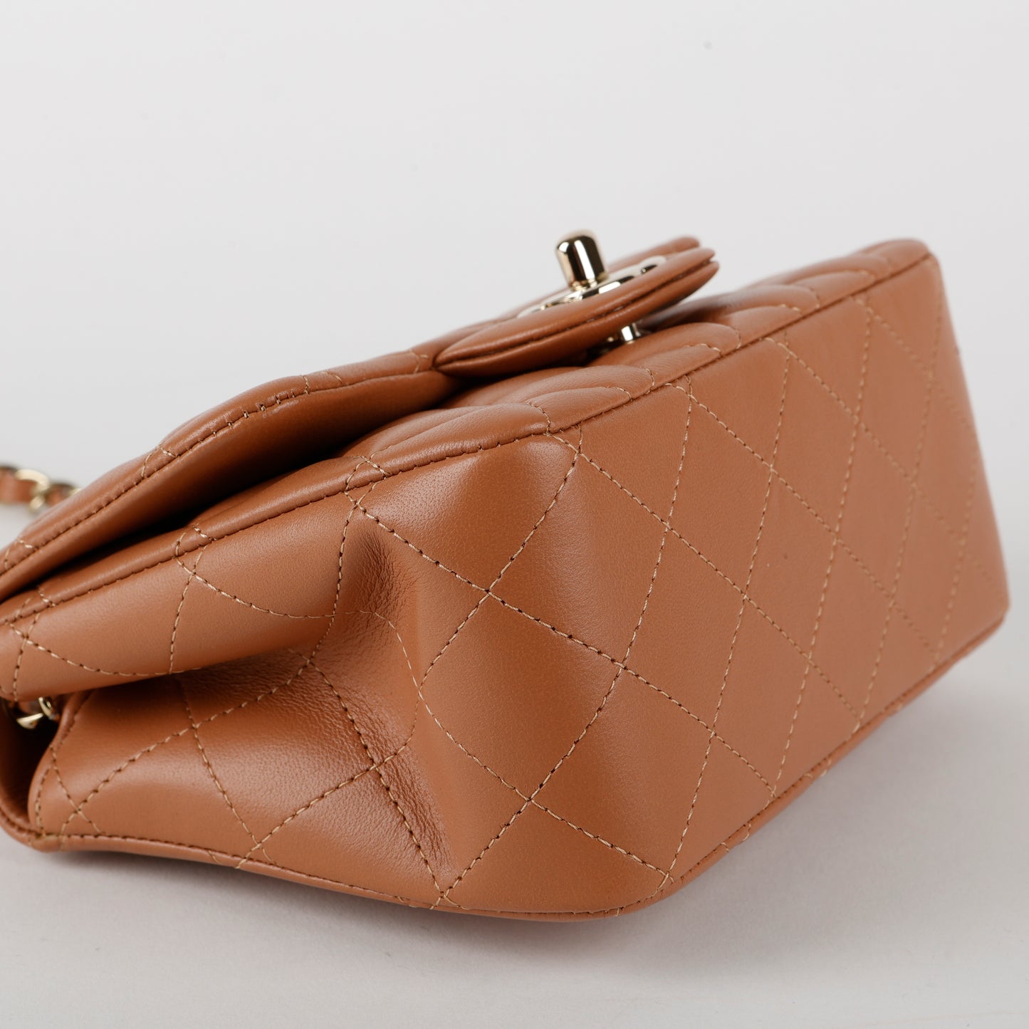 Square Mini Flap, Caramel Lambskin