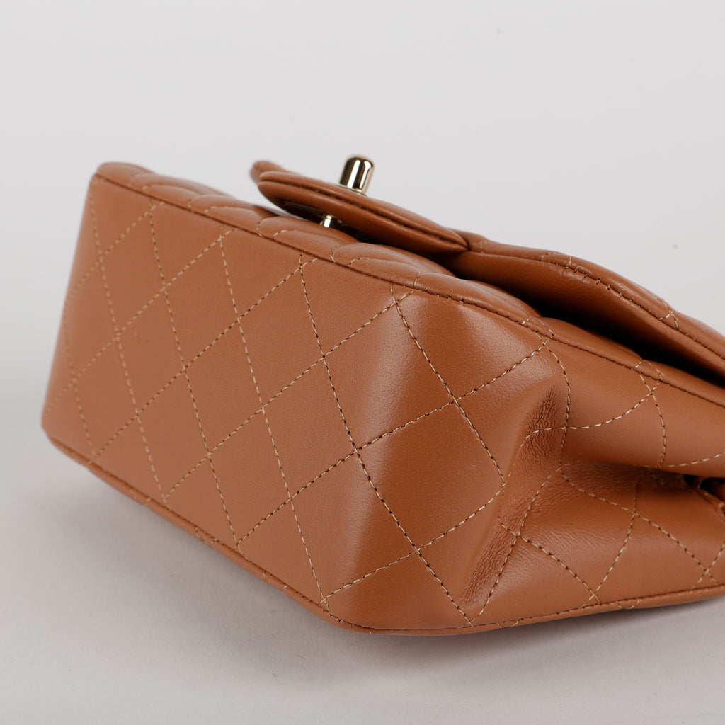 Square Mini Flap, Caramel Lambskin