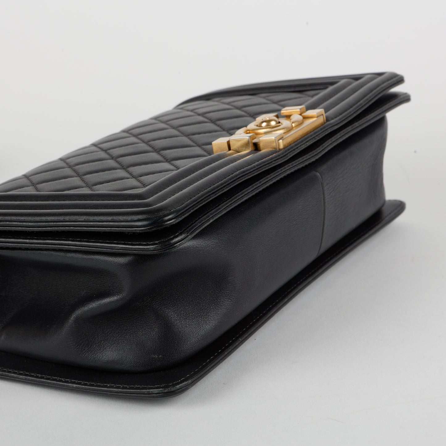 Medium Boy Bag, Dark Grey Lambskin