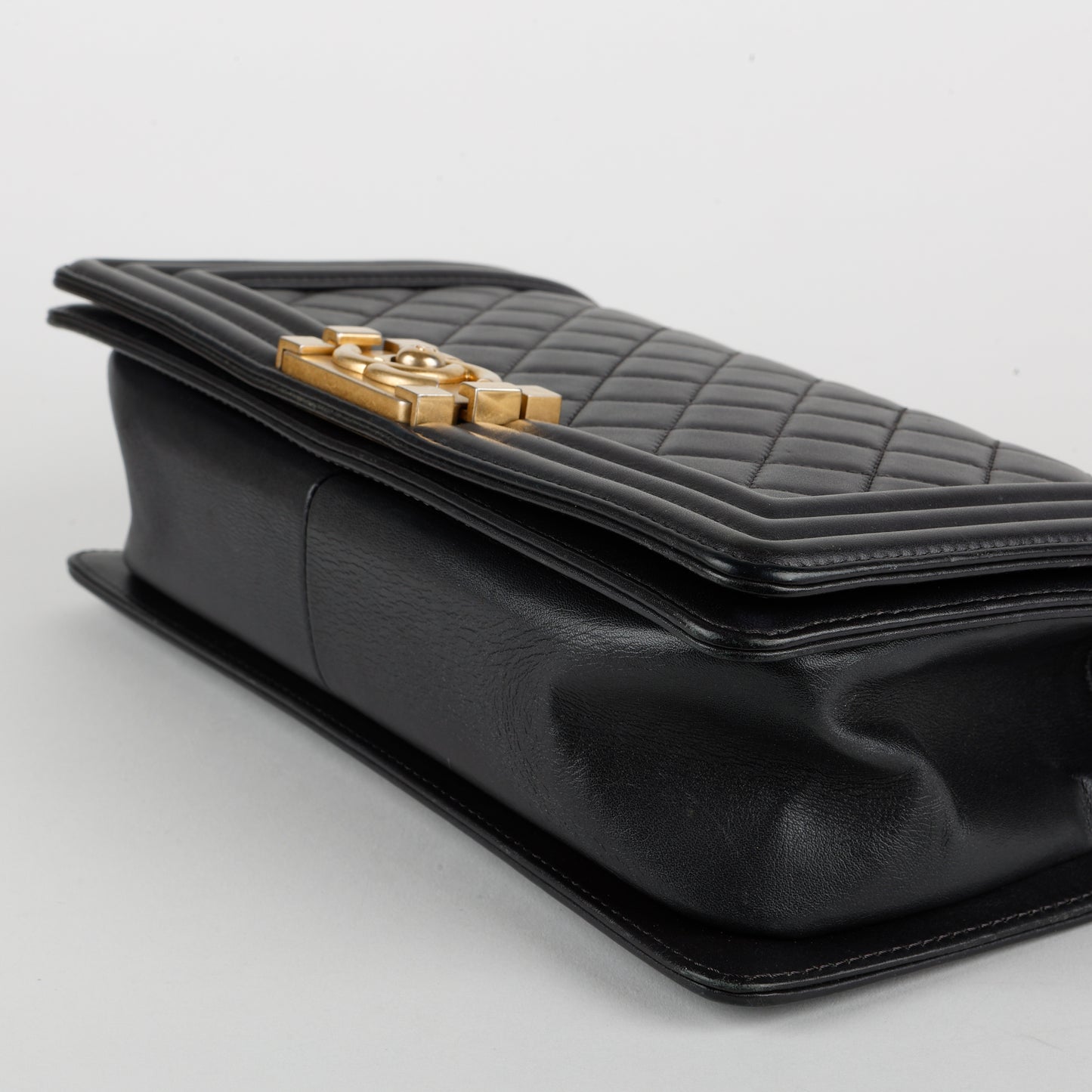 Medium Boy Bag, Dark Grey Lambskin