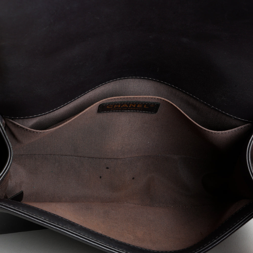 Medium Boy Bag, Dark Grey Lambskin