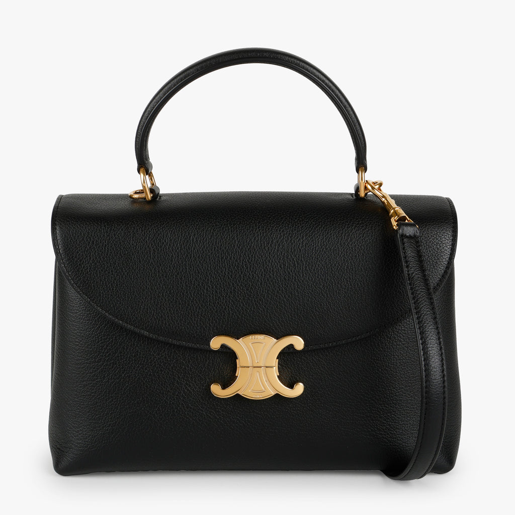 Medium Nino Bag, Black Grained Calfskin