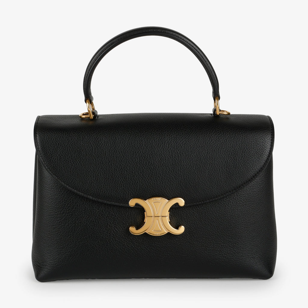 Medium Nino Bag, Black Grained Calfskin